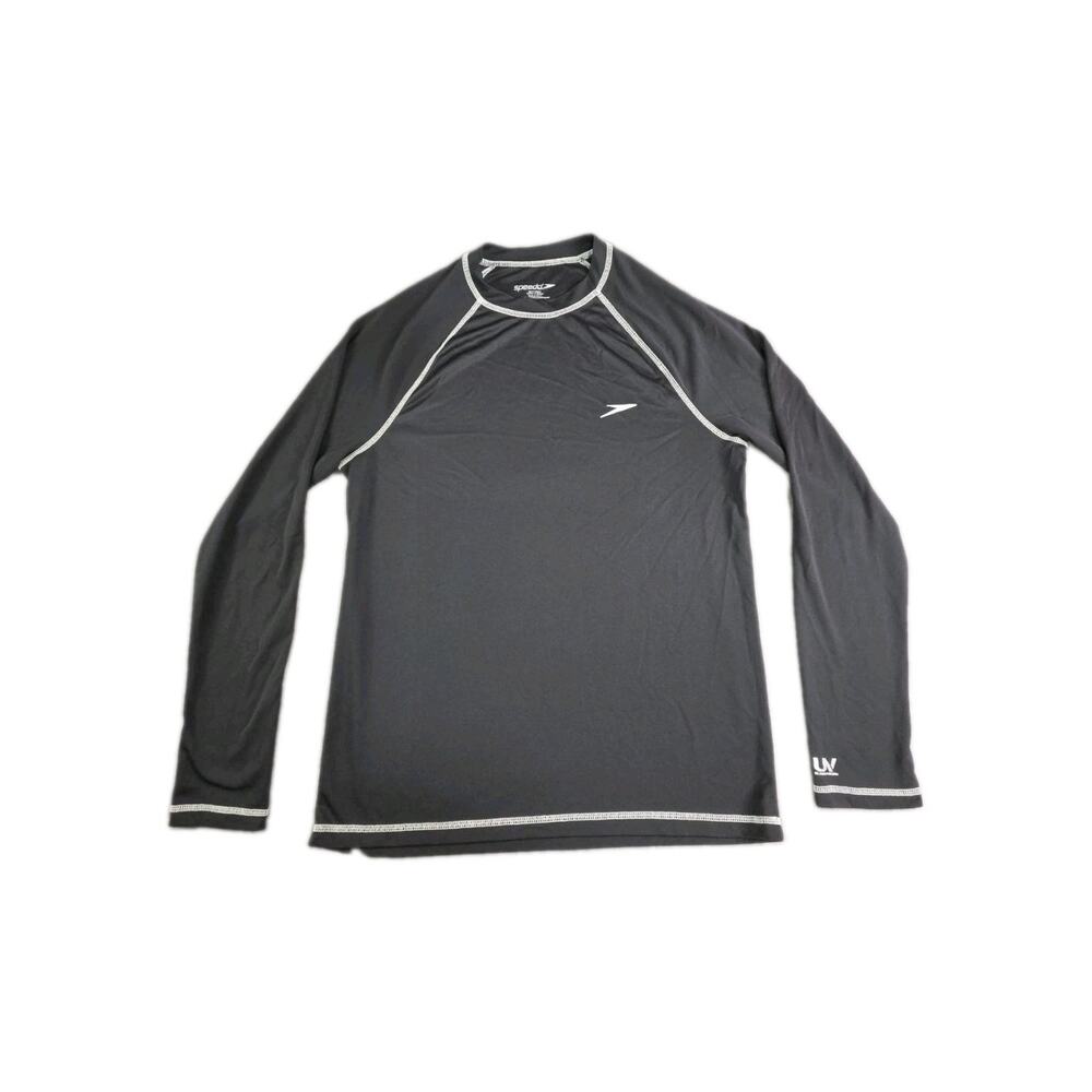 Speedo UV Block Shirt The Burn Mens Size M Black Long Sleeve Summer Beach C40